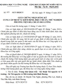 GIẤY CHỨNG NHẬN DỊCH VỤ KIỂM ĐỊNH, HIỆU CHUẨN, THỬ NGHIỆM PHƯƠNG TIỆN ĐO, CHUẨN ĐO LƯỜNG