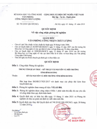 CHỨNG CHỈ CÔNG NHẬN PHÒNG THÍ NGHIỆM