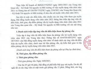 Thông báo số 655/TB-TTQTKT ngày 28/07/2021 về việc triệu tập ứng viên, thời gian, địa điểm phỏng vấn