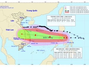 Bão Molave (Bão số 9) đi vào Biển Đông và tiếp tục mạnh thêm