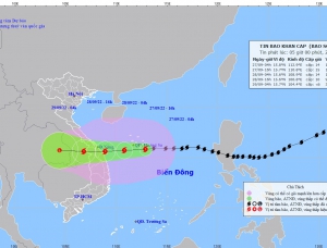 Bão số 4 tăng 2 cấp, di chuyển nhanh, hoàn lưu rộng